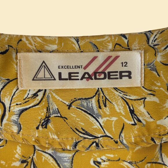 Vintage 70s/80s floral yellow blouse by Excellent Leader, size 12 women's top - Picture 6 of 8